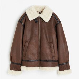 OVERSIZED TEDDY/FLEECE LINED BOMBER JACKET